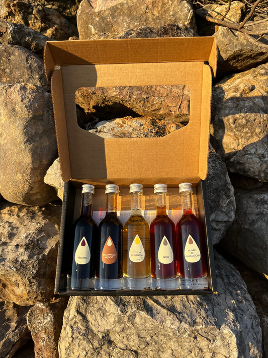 Bouteilles de dégustation de 5 cl de vinaigre GRANHOTA à l'unité.