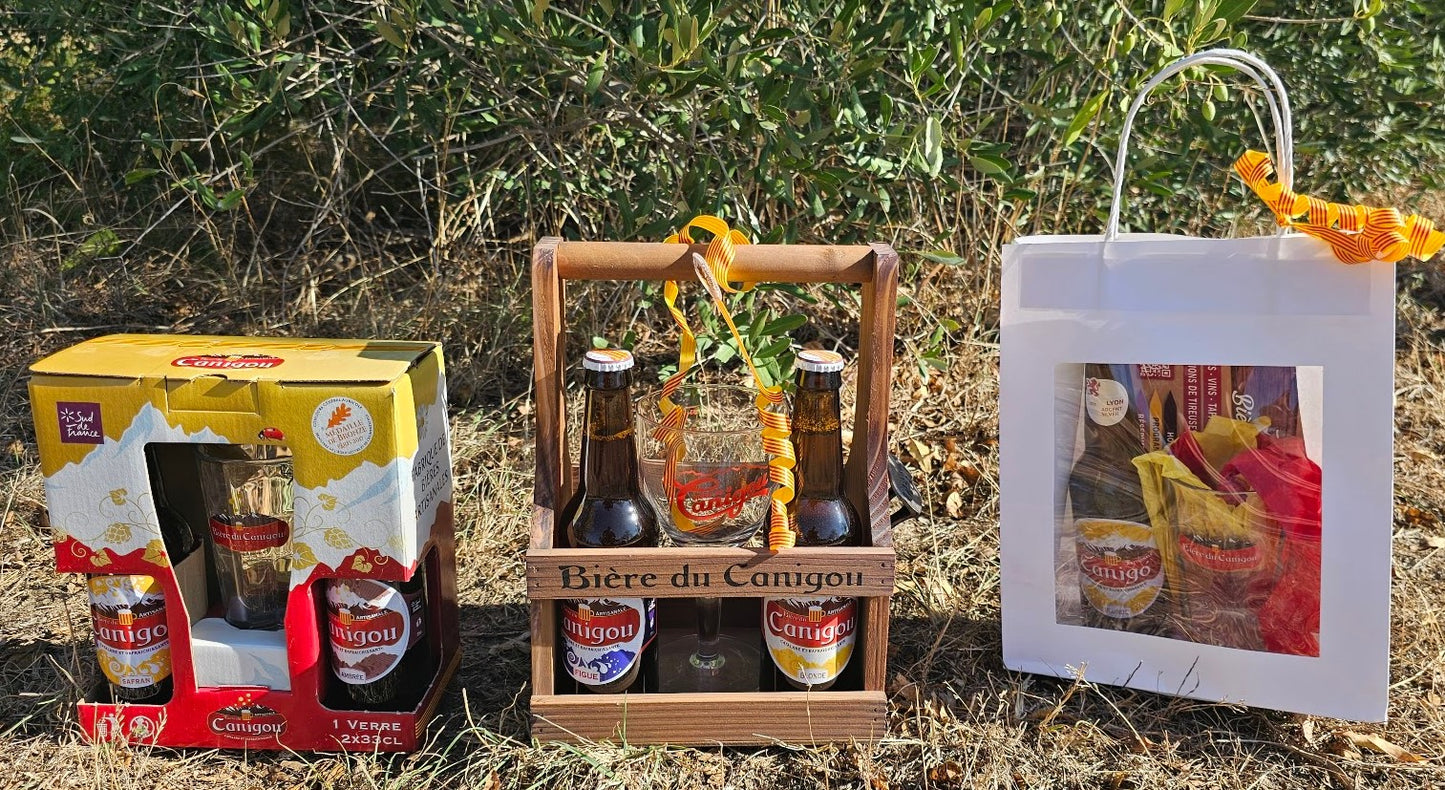 Pochette Bière du Canigou + 1 verre sérigraphié
