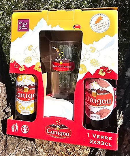 Coffret cartonné 2 Bières du Canigou + 1 verre sérigraphié